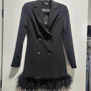 Nasty Gal Black Feather Trim Mini Dress